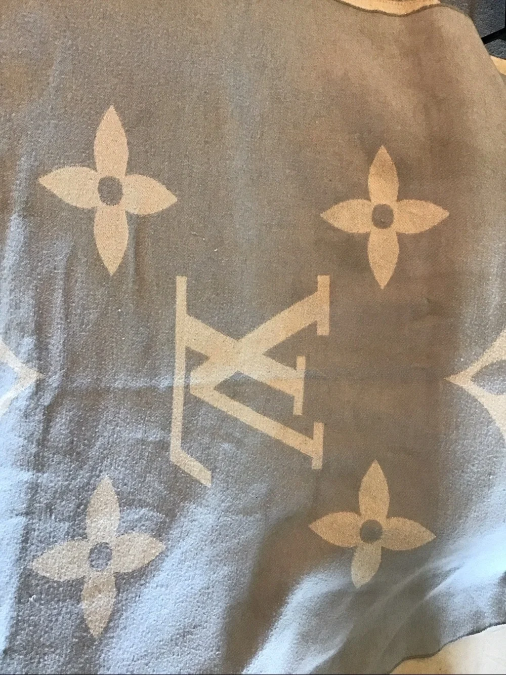 Louis Vuitton Light Blue and Cream Monogram Blanket Scarf